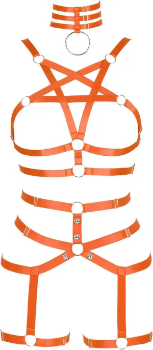 Womens Body Harness Punk Full Cage Harajuku Lingerie Strappy Hollow Out Bra Garter Belts Adjust Gothic Art Clothing