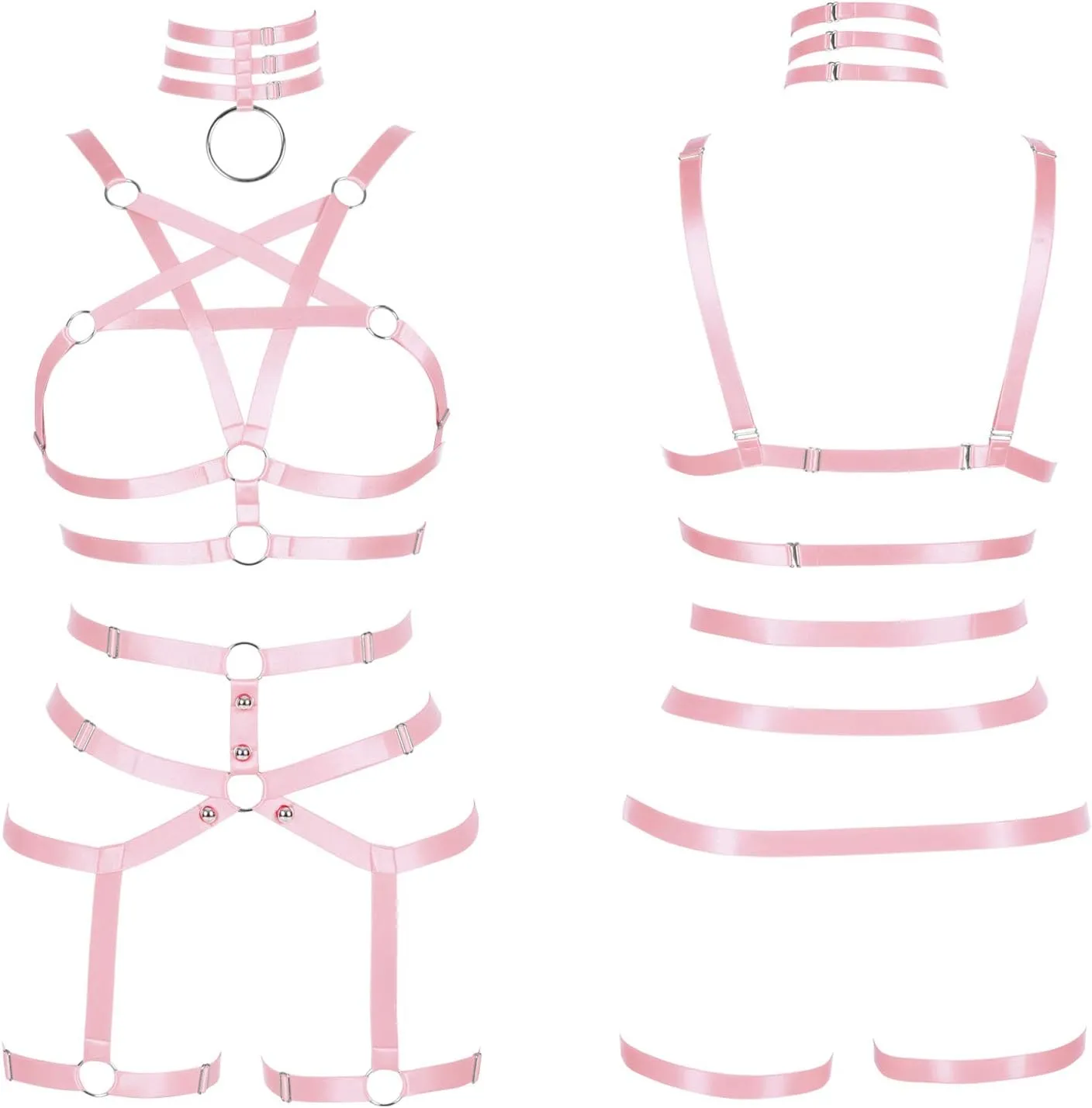 Womens Body Harness Punk Full Cage Harajuku Lingerie Strappy Hollow Out Bra Garter Belts Adjust Gothic Art Clothing