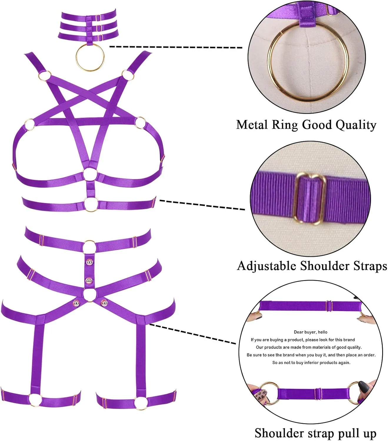 Womens Body Harness Punk Full Cage Harajuku Lingerie Strappy Hollow Out Bra Garter Belts Adjust Gothic Art Clothing