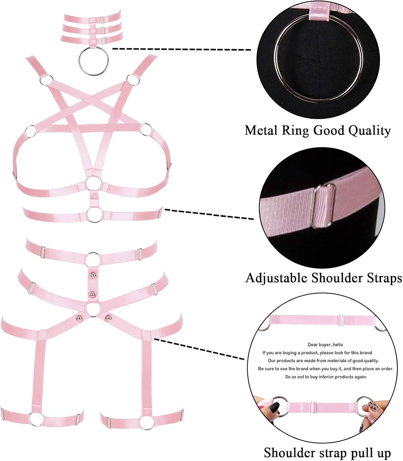 Womens Body Harness Punk Full Cage Harajuku Lingerie Strappy Hollow Out Bra Garter Belts Adjust Gothic Art Clothing