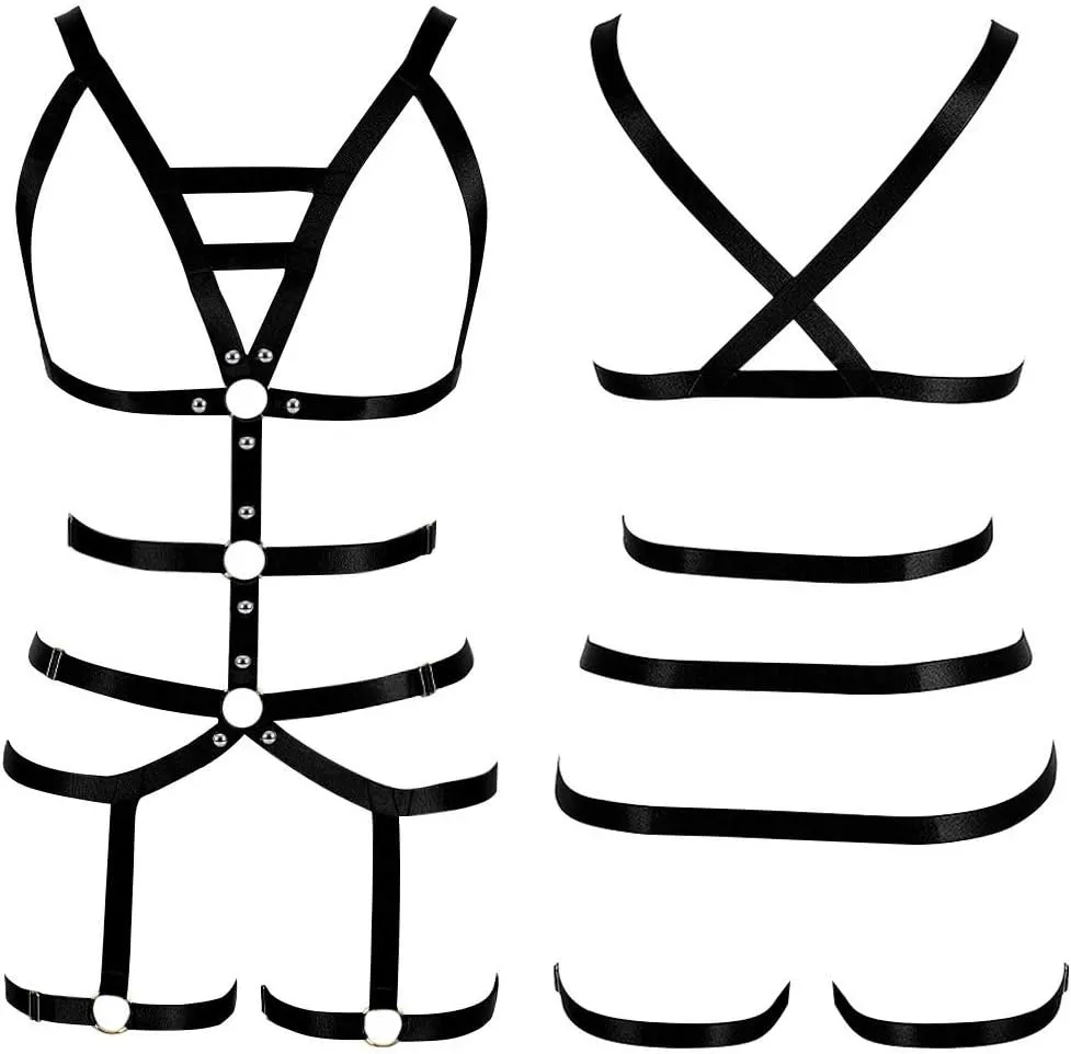 Women's Full Body Harness Garter Belt Stockings Lingerie Elastic Suspender belt