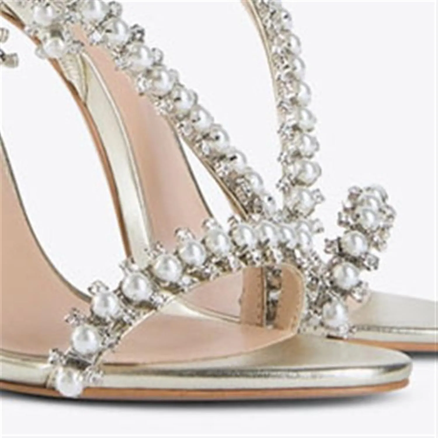 Women's Pearl Rhinestones Stiletto Heels Sandals Sexy Prom Wedding Shoes