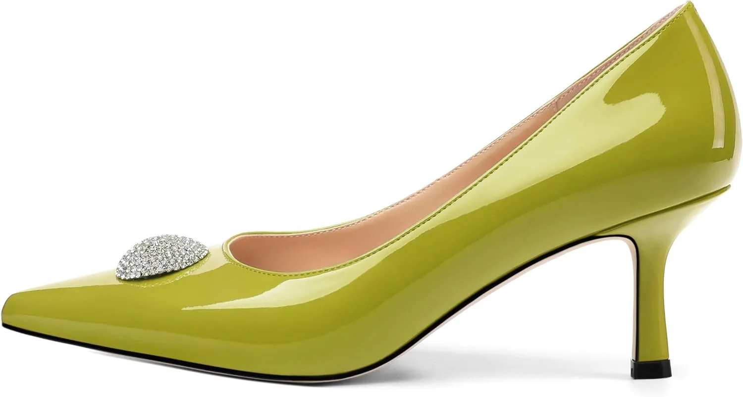 Women's Pumps, with an Elegant Pointed - Closed - Toe, Sparkling Rhinestones, are Highly Versatile for Work, Parties, Weddings and Other Formal Events.2.5 - inch