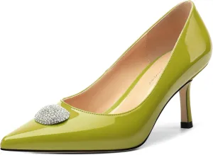 Women's Pumps, with an Elegant Pointed - Closed - Toe, Sparkling Rhinestones, are Highly Versatile for Work, Parties, Weddings and Other Formal Events.2.5 - inch