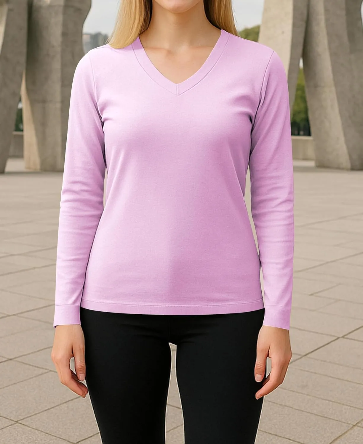 Womens Ultra Soft Long Sleeve Top | UV Sun Protection | Base Layer | All Season Performance V Neck Shirt | Multi Packs