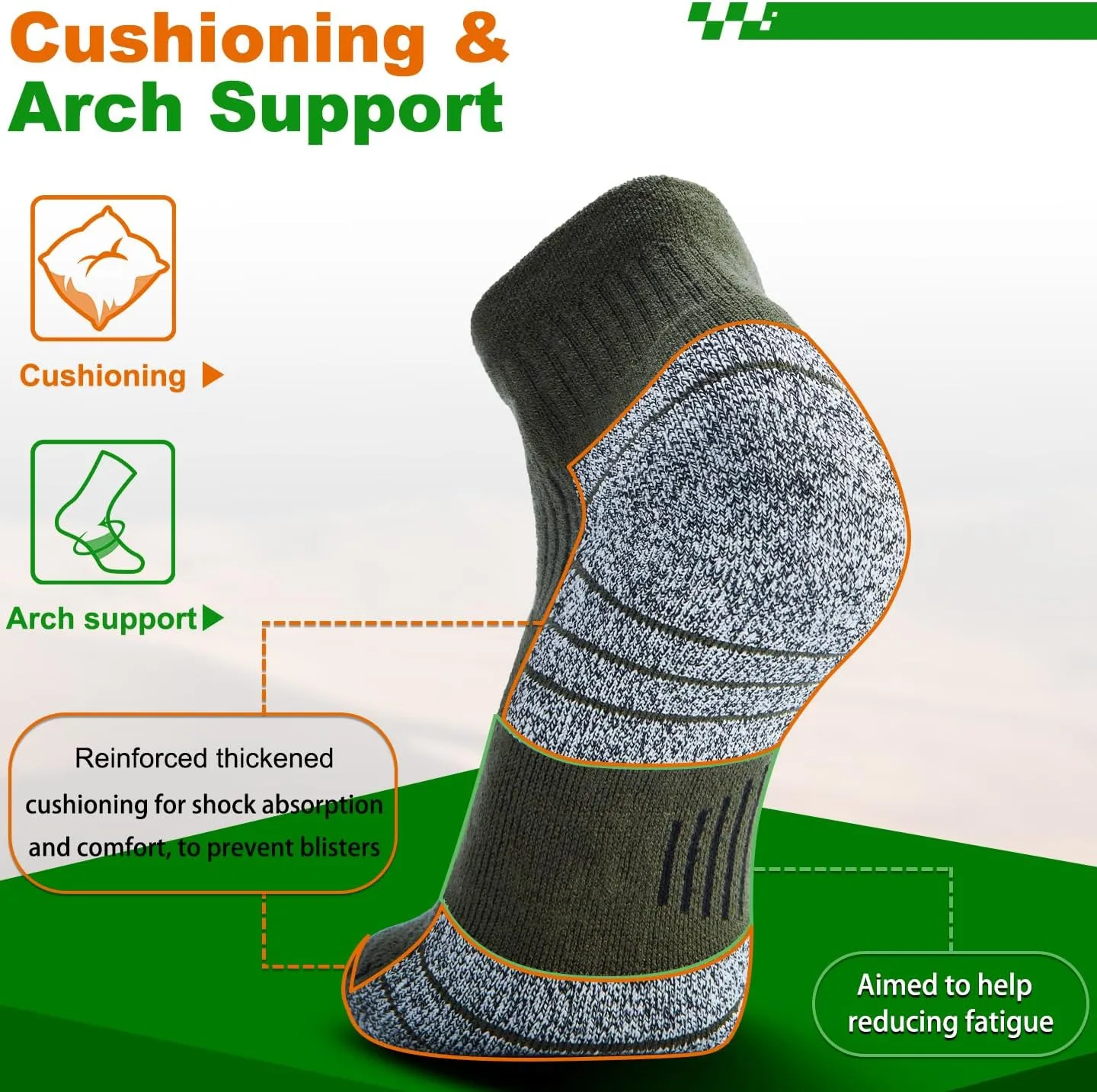 Wool Compression Ankle Socks - Cozy Cushioned Hiking Running for Men Women - Thick Warm Durable