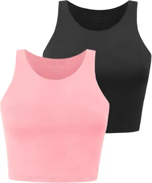 Workout Crop Tops for Women Cropped Racerback Halter Neck Shirts Sleeveless Yoga Tops Pack