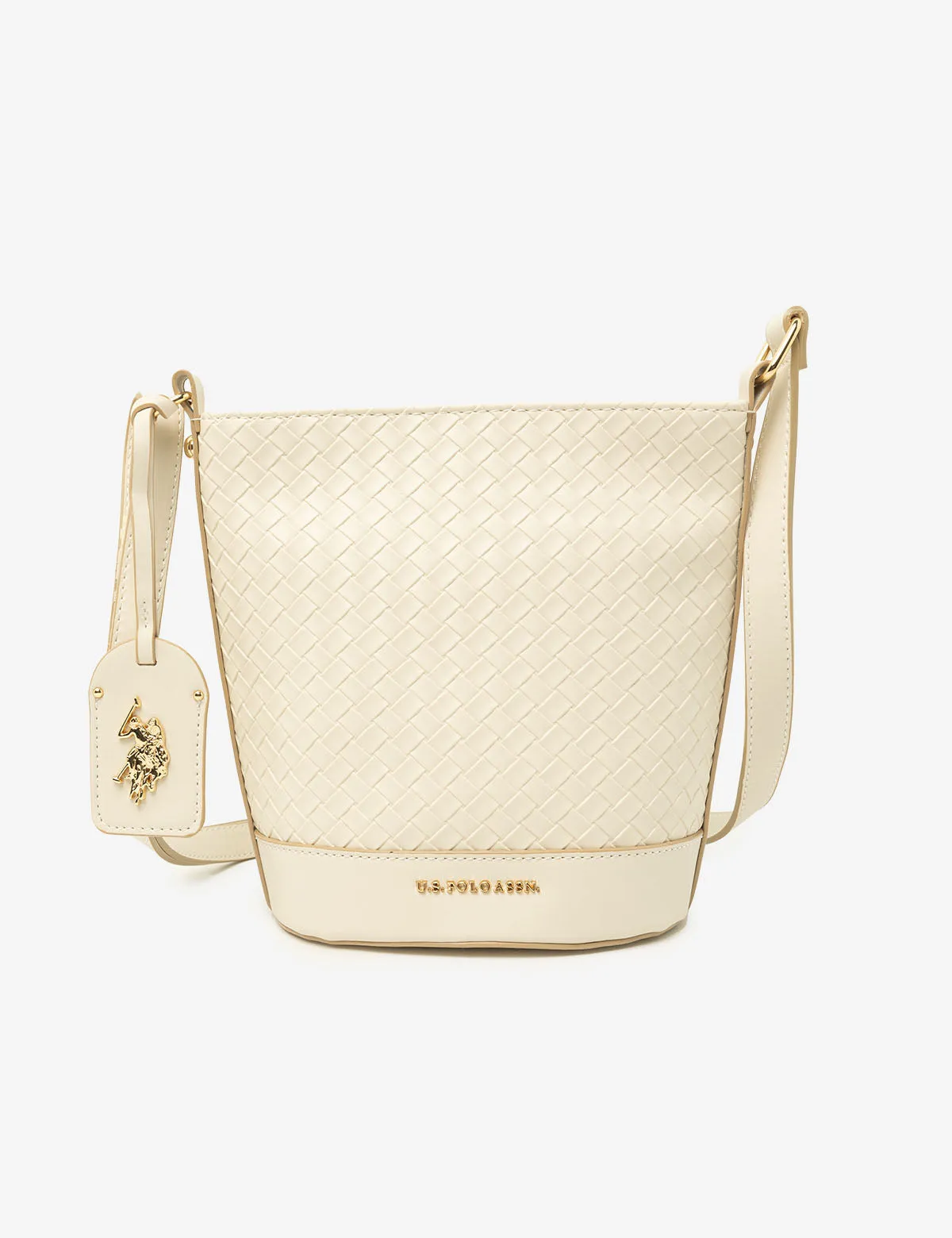 WOVEN CROSSBODY BUCKET BAG