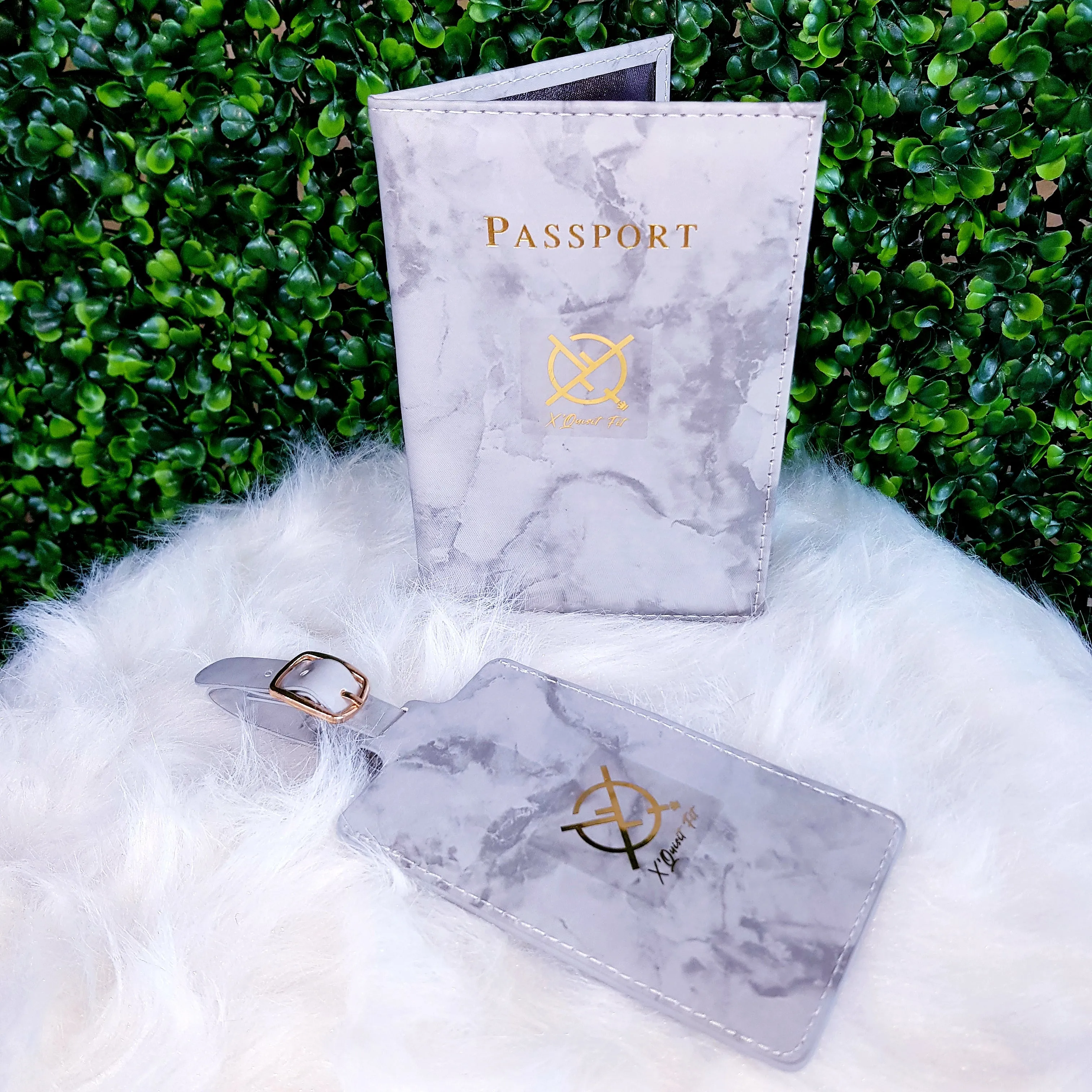 XQF Marble Passport Cover/ Luggage Tag Travel Set