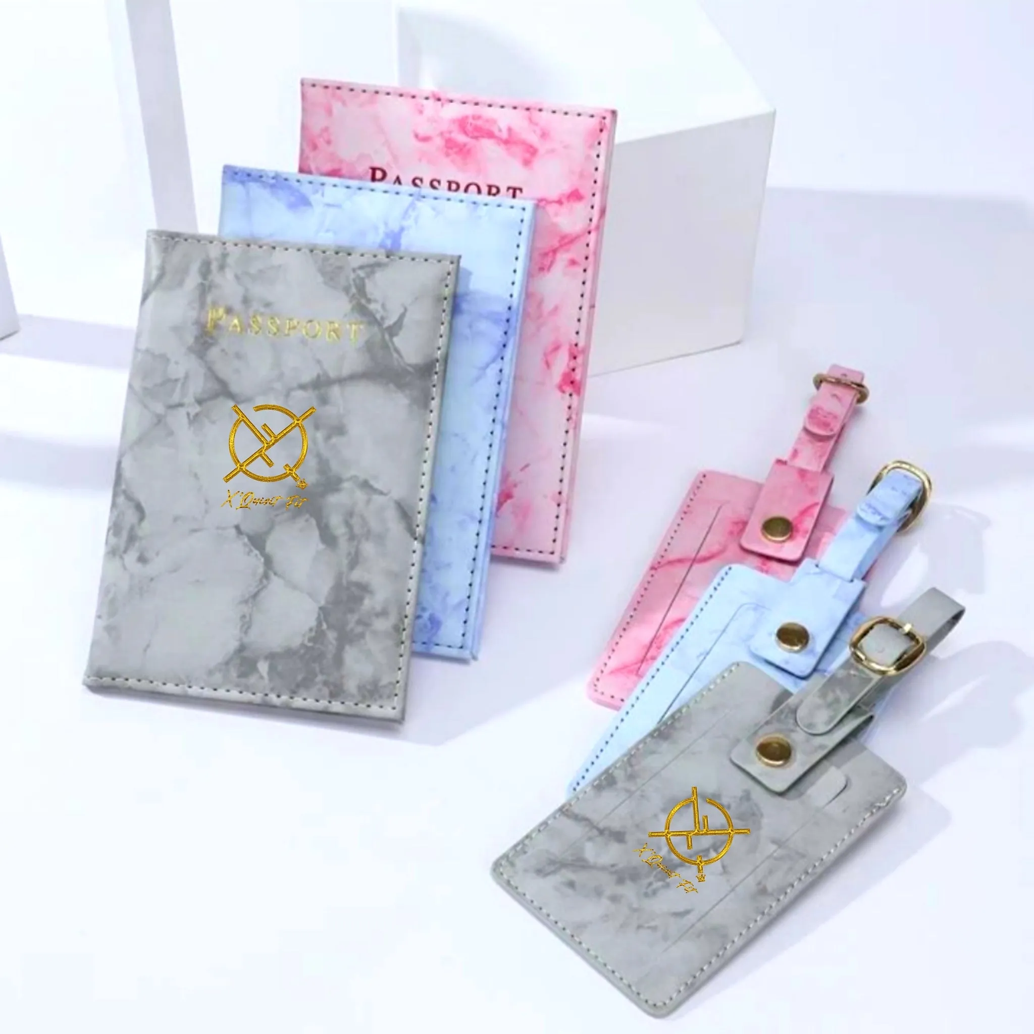 XQF Marble Passport Cover/ Luggage Tag Travel Set