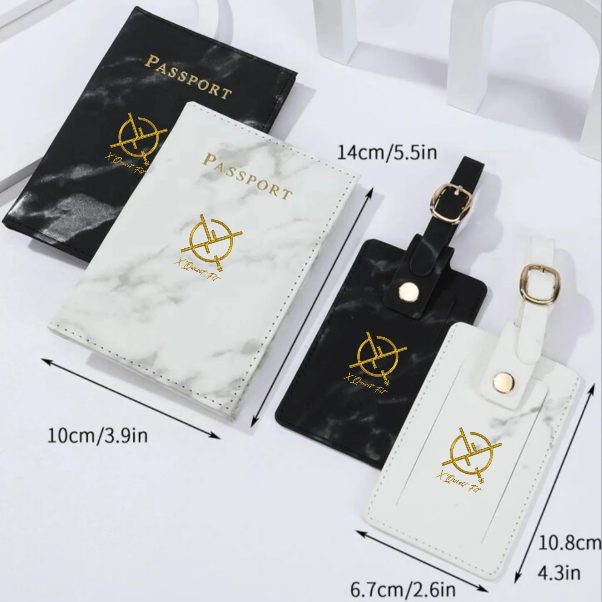 XQF Marble Passport Cover/ Luggage Tag Travel Set