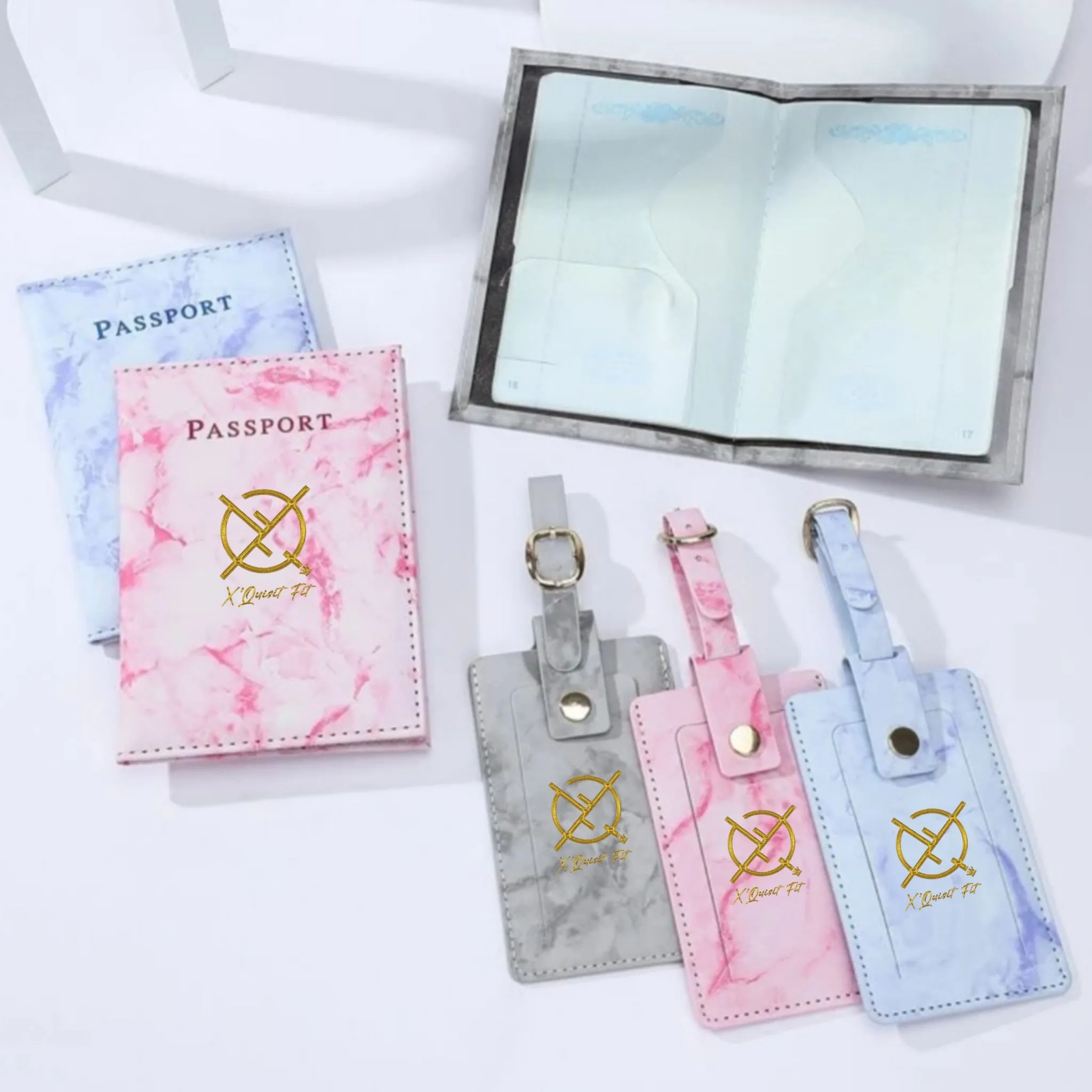 XQF Marble Passport Cover/ Luggage Tag Travel Set