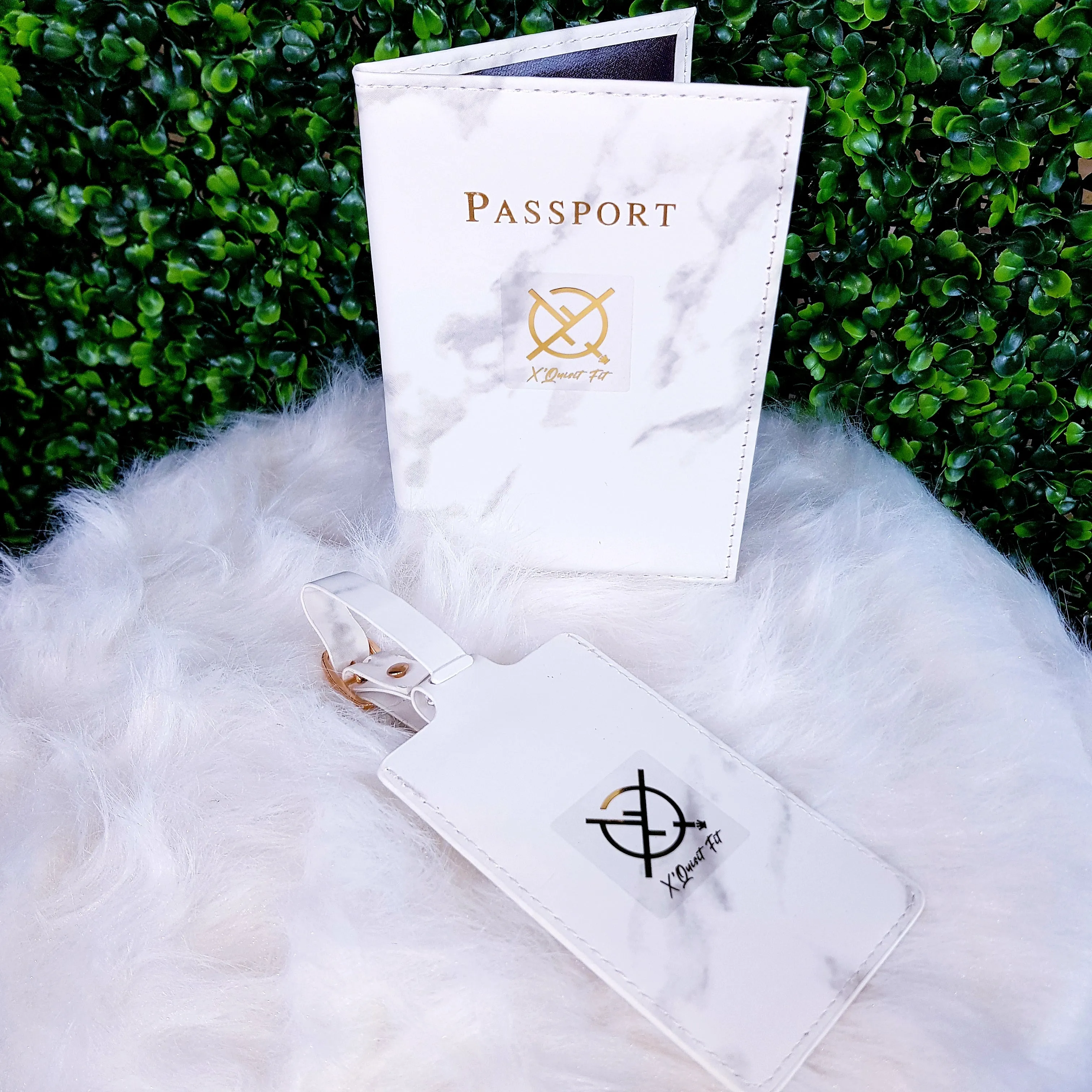 XQF Marble Passport Cover/ Luggage Tag Travel Set