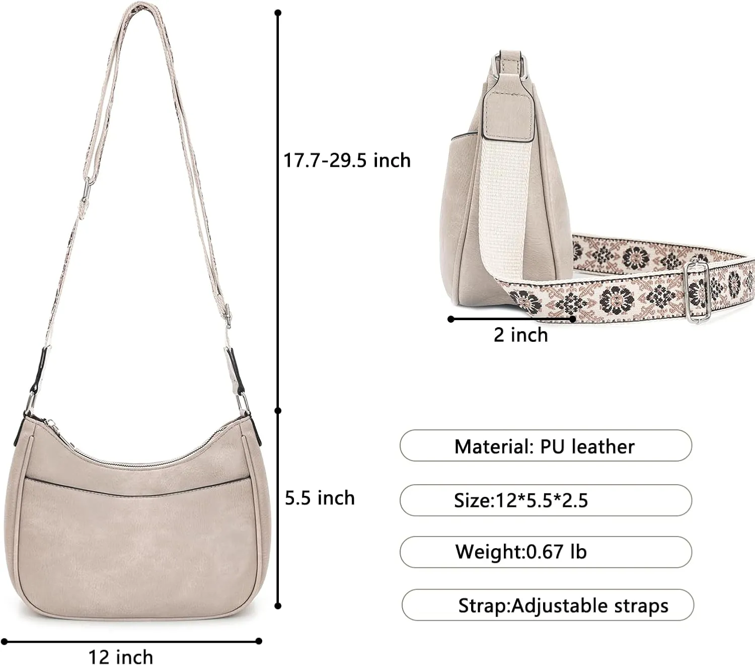 YDSIII Small Crossbody Bags for Women, Women's Cross body Bag with Adjustable Wide Guitar Strap, Vintage Vegan Leather