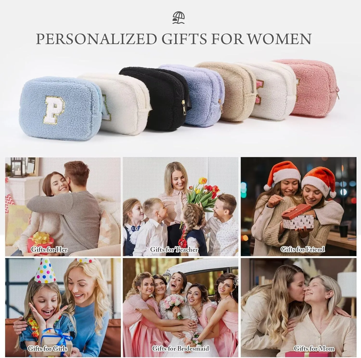YOOLIFE Birthday Gifts for Women Daughter Sister Friends Mom Girlfriend Aunt Niece, Fleece Belt Bag Initial Fanny Pack Crossbody Bag, Blue S