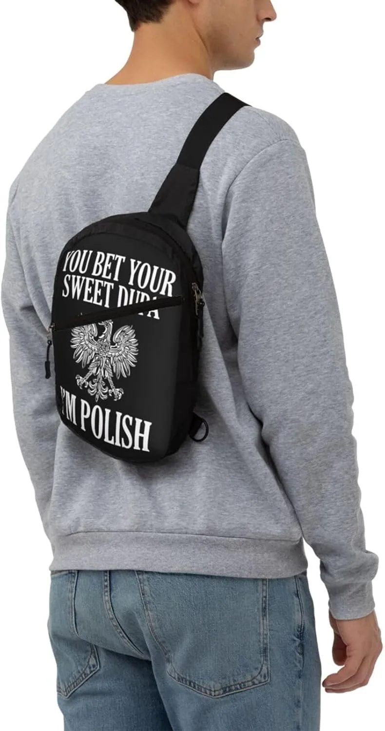 You Bet Your Sweet Dupa I'm Polish Portable Crossbody Bag Foldable Sling Bags Sports Gym Chest Daypack Reusable Shoulder Backpack Casual Diagonally Rucksack Fanny Packs