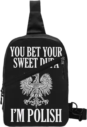 You Bet Your Sweet Dupa I'm Polish Portable Crossbody Bag Foldable Sling Bags Sports Gym Chest Daypack Reusable Shoulder Backpack Casual Diagonally Rucksack Fanny Packs