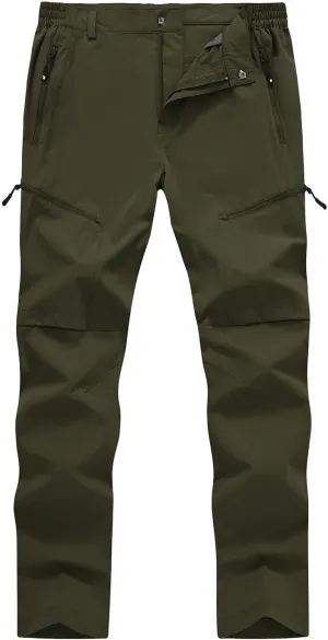 YSENTO Men's Cargo Hiking Pants Lightweight 5 Zipper Pockets Stretch Quick Dry Camping Fishing Travel Pants
