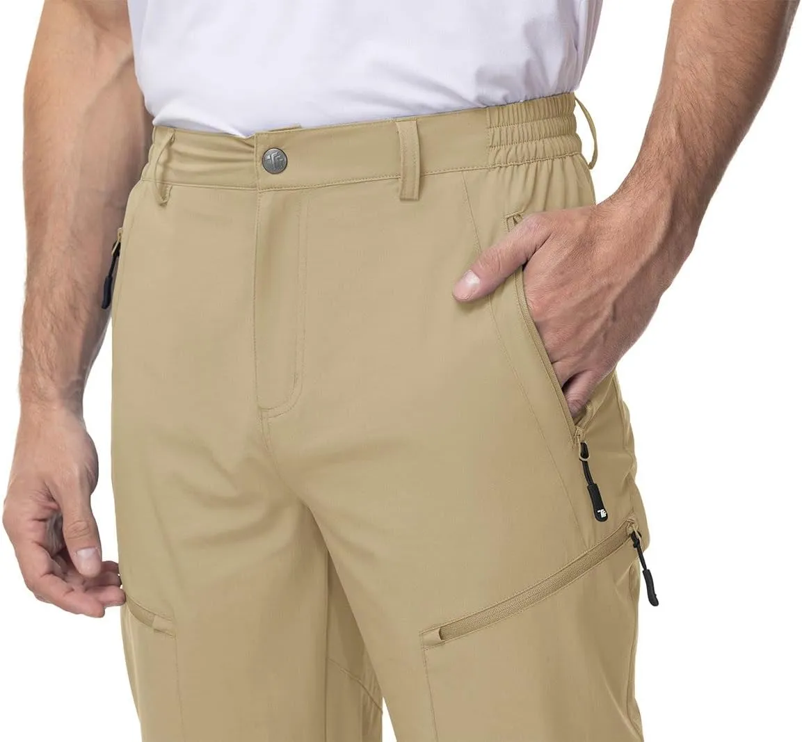 YSENTO Men's Cargo Hiking Pants Lightweight 5 Zipper Pockets Stretch Quick Dry Camping Fishing Travel Pants