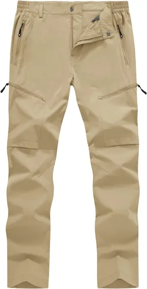 YSENTO Men's Cargo Hiking Pants Lightweight 5 Zipper Pockets Stretch Quick Dry Camping Fishing Travel Pants