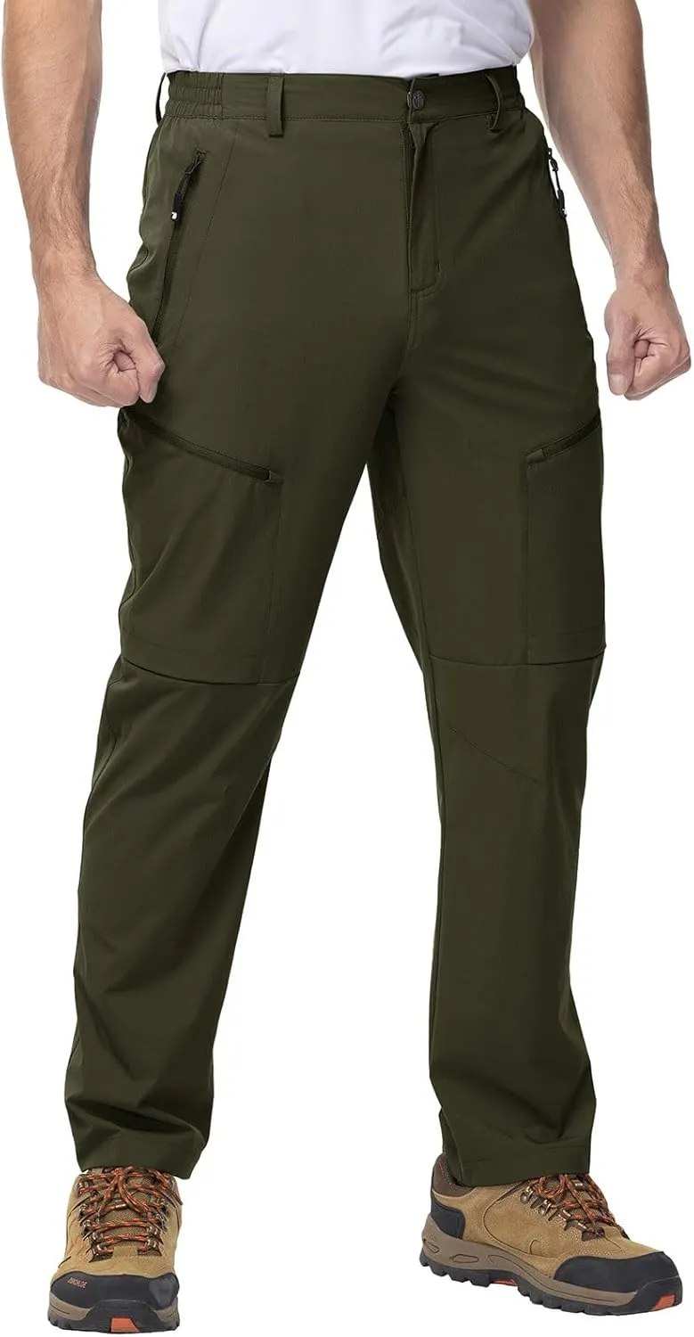 YSENTO Men's Cargo Hiking Pants Lightweight 5 Zipper Pockets Stretch Quick Dry Camping Fishing Travel Pants