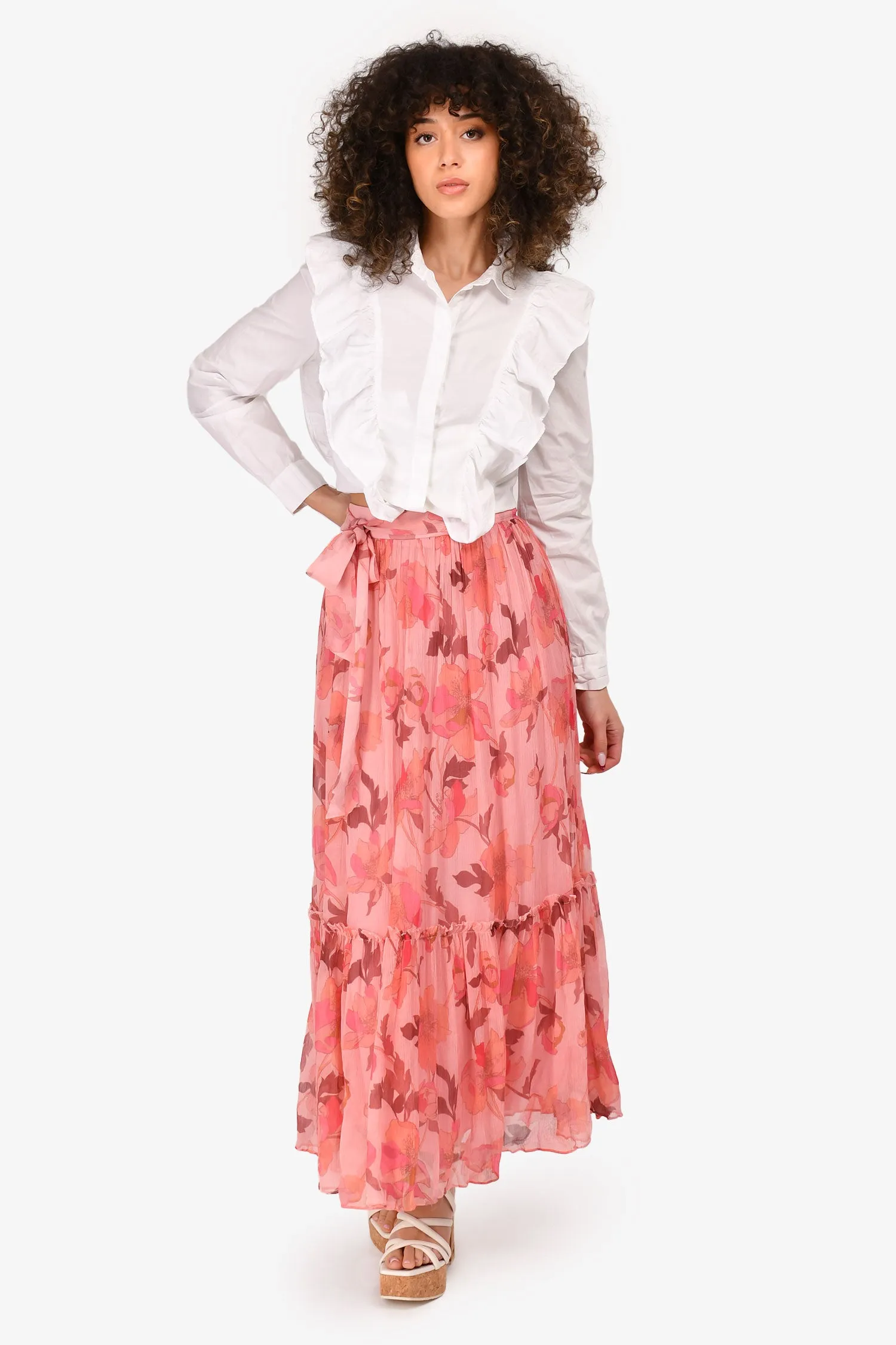 Zimmermann Pink Floral Silk Midi Skirt Size 0