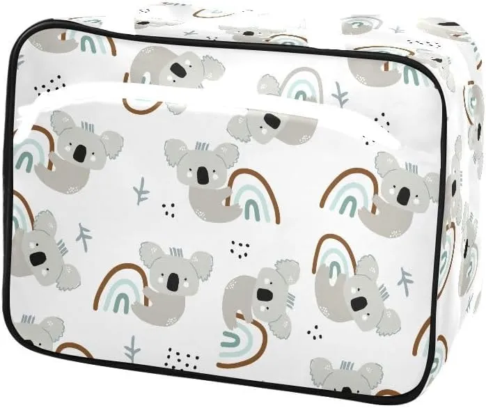 ZZKKO Toiletry Bags for Traveling Women Cute Koala Hanging on Rainbow Toiletry Bag with Hanging Hook Makeup Bag Travel Cosmetic Bag Travel Organizer for Accessories Toiletries Medium